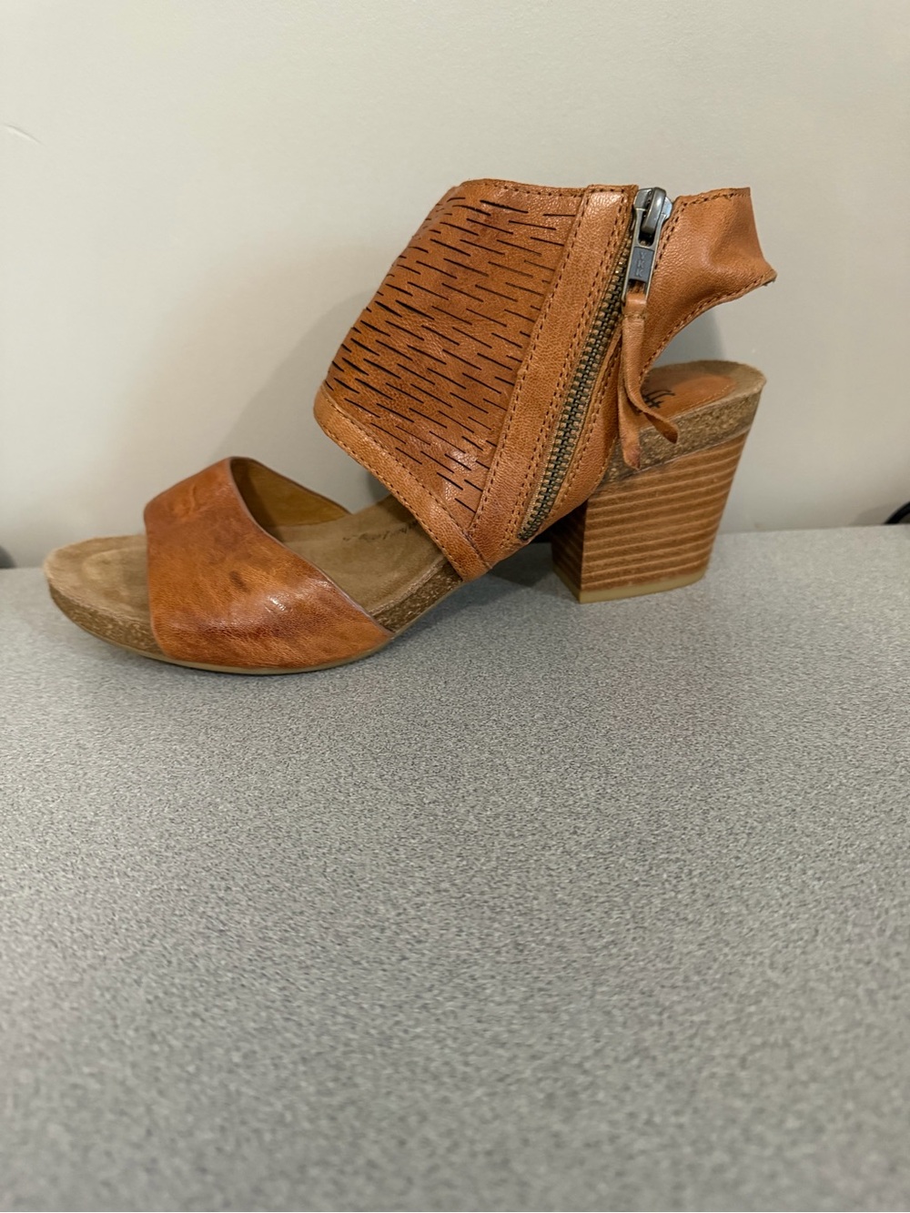 Leather boho block heel sandals size 9.5